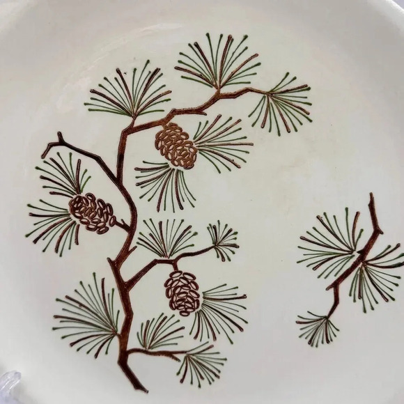 Vintage  Oven Proof Serving Plate Platter Pine Cones Pattern Made in USA - Picture 2 of 6